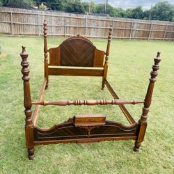 Antique Wood Full Size Bed Frame 