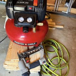 Compressor Porter Cable 6 Gallon w/ Hose And 18 G Finish Nailer 