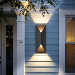 2 Pack 3CCT Black Outdoor Wall Light LED Up Down Modern Porch Lights