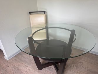 Round glass dining table