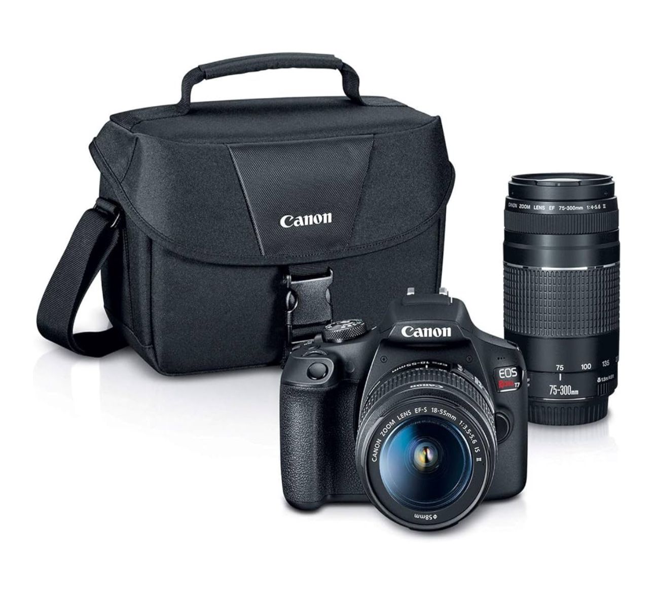 Canon EOS Rebel T7 DSLR Camera|2 Lens Kit with EF18-55mm + EF 75-300mm Lens, Black