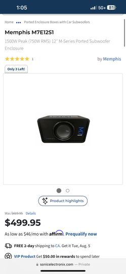 Memphis M7E12S1 Subwoofer