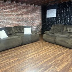 Free Delivery- Oversized brown recliner sofa/couch + loveseat