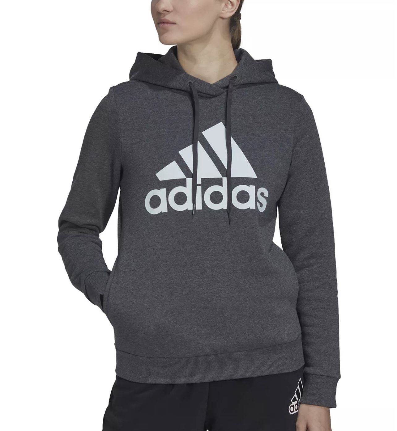 adidas Women's Standard Loungewear Essential Logo Fleece Hoodie, Gray Medium