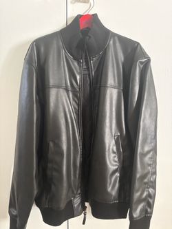 U.S Polo Black Leather Bomber Jacket (Small)