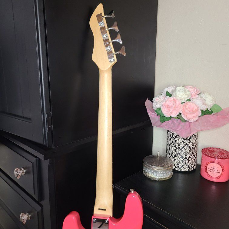 3/4 SIZE BASS GUITAR BY KAY FOR STUDENTS BEGINNERS WOMEN-HOT PINK-SUPER CUTE!