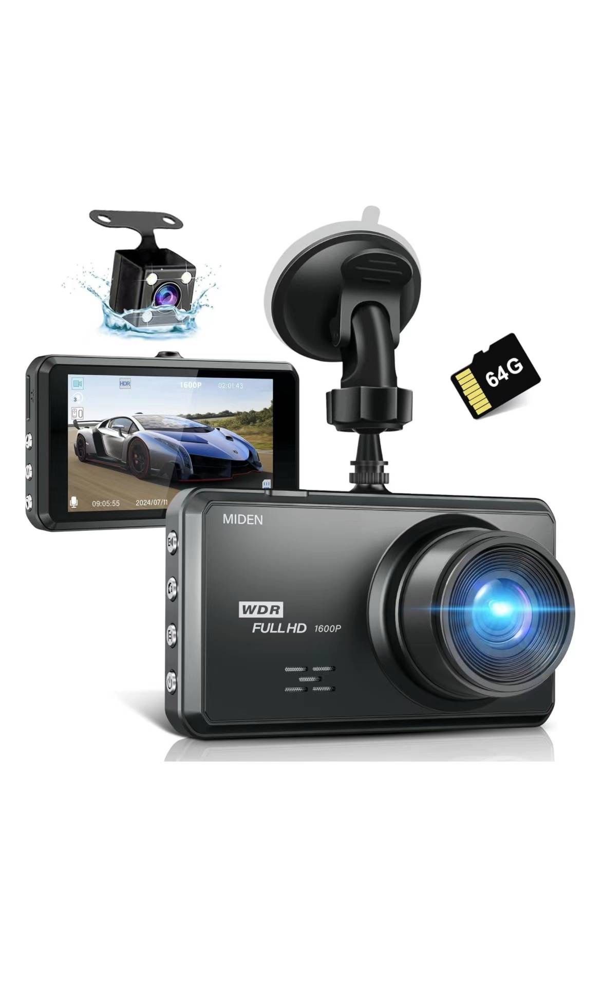 thumbnail image 2 of Garmin Dash Cam 1080P Dash Cam Front And Rear With 32GB SD Card, Diamond Lark Dual Dash Camera For Cars, 3 LCD Screen Dashcam With Type-C Port, HDR, G-Sensor, Loop Recording, Parking 2 of 12
