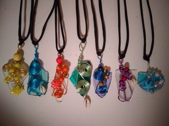 Beach glass pendant necklaces