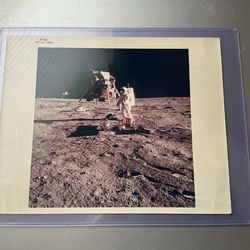 1969 Apollo 11 Original 'Type 1 Photograph by Neil Armstrong - Buzz Aldrin Beside the American Flag