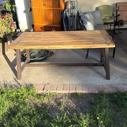 Patio Wood Table With Benches
