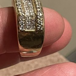 14k Yellow Gold 1.54 TWC Natural Diamonds Wide Band Ring 