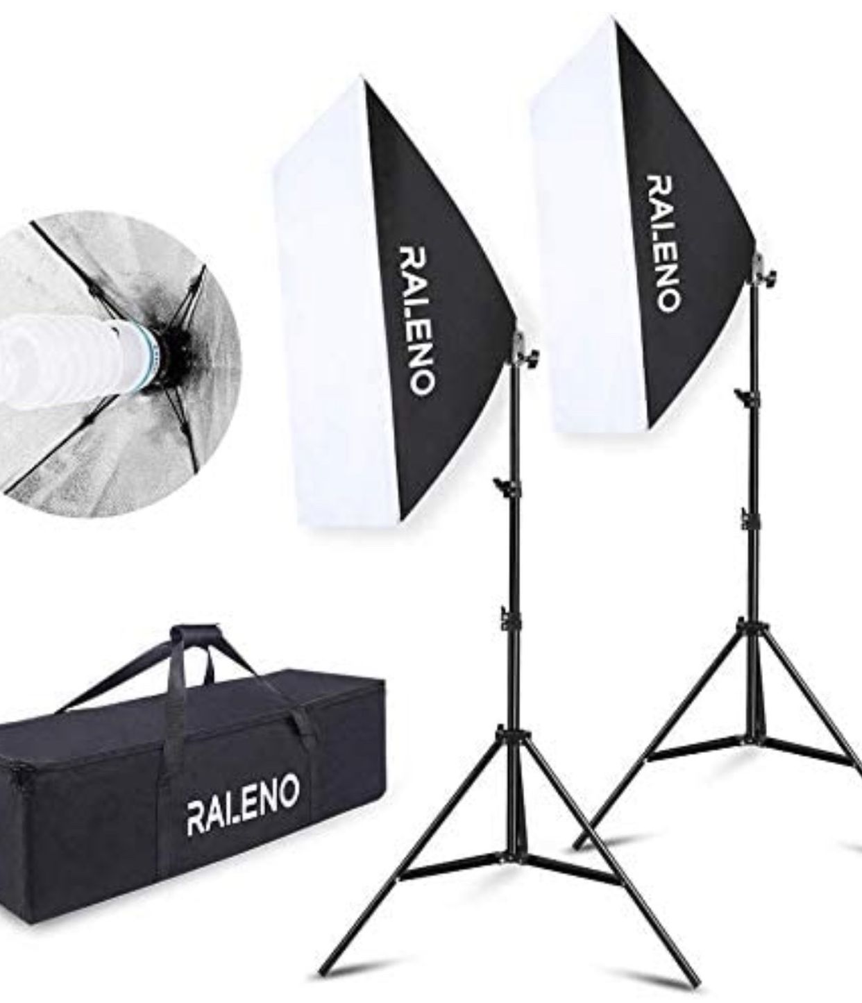 Softbox Photography Lighting Kit 20"X28" Photography Continuous Lighting System Photo Studio Equipment with 2pcs E27 Socket 5500K Bulb Photo Model Por