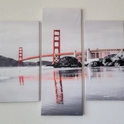 🖤 Stunning 5-Piece Golden Gate Bridge Canvas Wall Art – Modern Black & White San Francisco Decor! 🌉