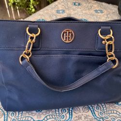 Tommy Hilfiger Navy Purse With Gold Chain Straps