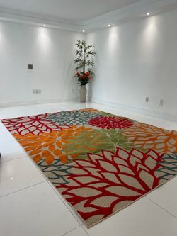 Large Floral Area Rug Multicolor