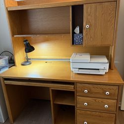 Desk with removable hutch and matching bookcase