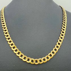 10k solid yellow gold Curb chain necklace 21” 7mm