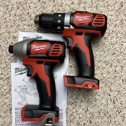 Milwaukee M18 1/2” Drill and 1/4” Impact Driver (Tool Only)