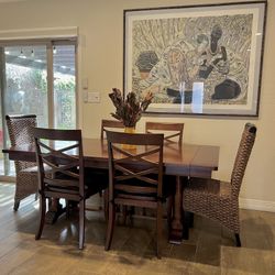 Dining Table Set | 7-Piece Wood Dining Dinning Set | Durable Well Made Extendable Modern Solid Wood Dining Table AND (6) Chairs - EXCELLENT CONDITION!