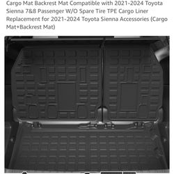 Cargo Mat Backseat Mat Toyota Sienna 2021-2024