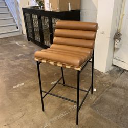 Denver Modern Vail Bar Stool White Oak Saddle Leather