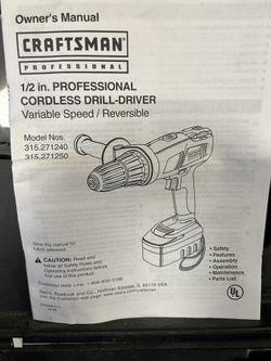 Cordless Craftsman Drill 2 Batteries And Charger 