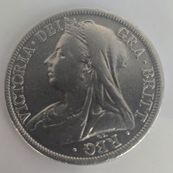 1899 Great Britain Queen Victoria Half Crown .925 Sterling Silver Coin