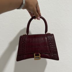 Balenciaga Hourglass Small Crocodile Embossed Bag