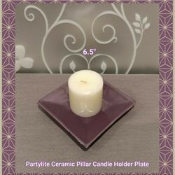 PARTYLITE CERAMIC PILLAR CANDLE HOLDER PLATE