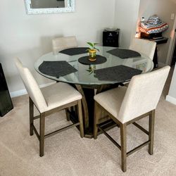 Round Glass Top Dining Table 