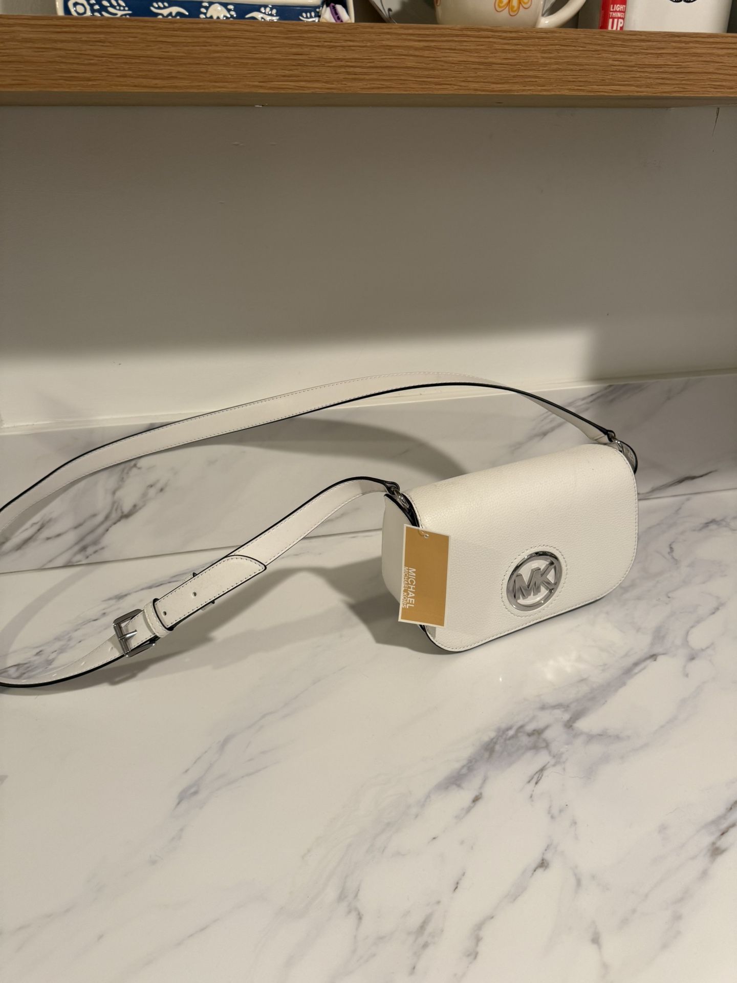 Michael Kors White Leather Crossbody Bag