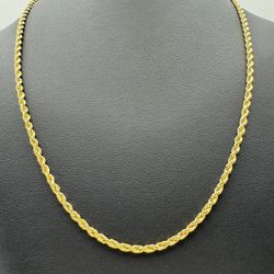 Jewelry 14k solid yellow gold rope chain necklace 22” 3.4mm 17 grams