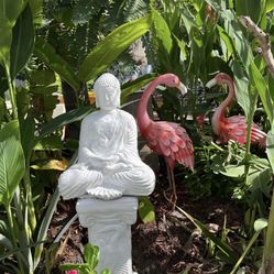 Hand Made Solid Concrete Buddha And Pedestal 