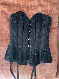 Corset Story black beaded xs 20” corset steel-boned