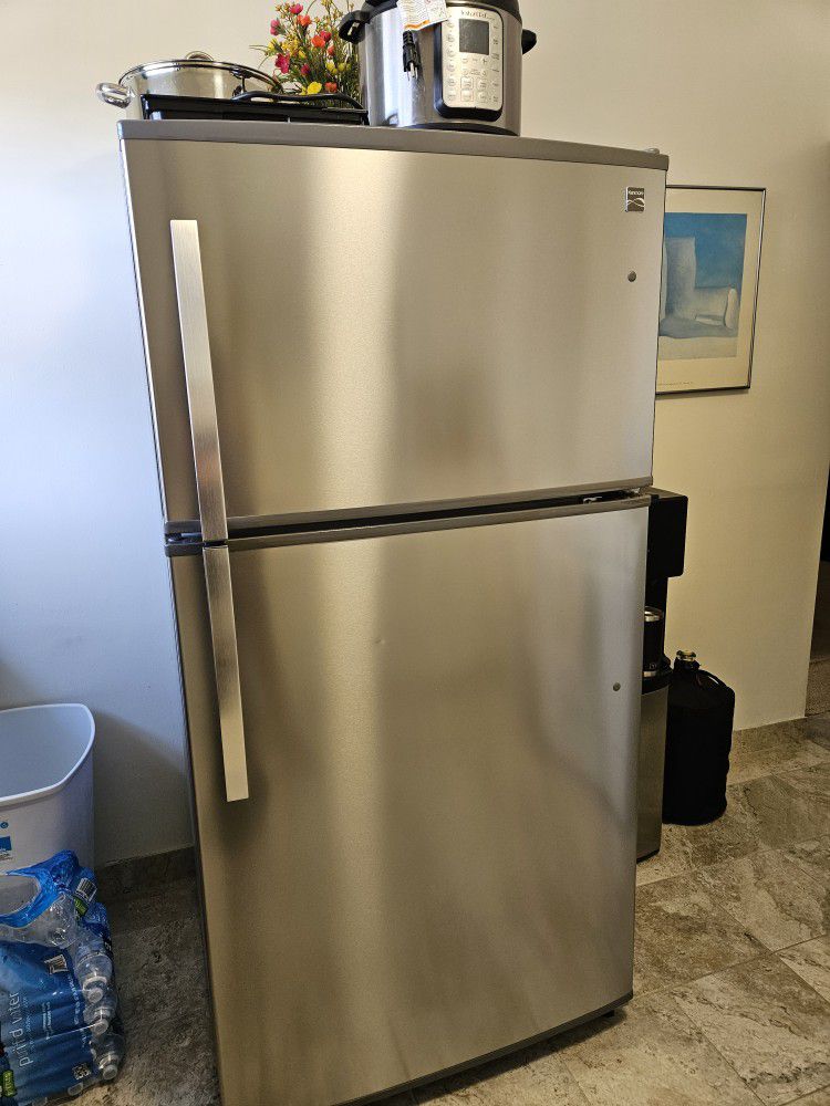 $700 OBO - Kenmore Top-Freezer Refrigerator and 21 Cubic Ft. Total Capacity, Stainless Steel