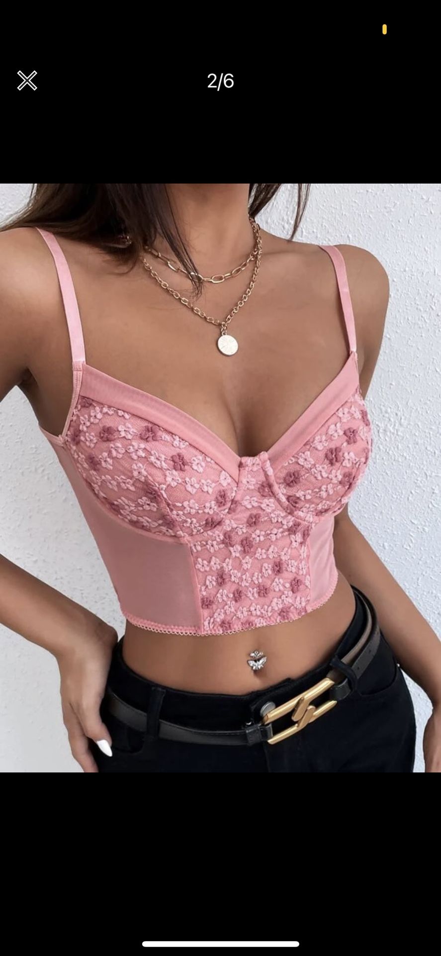 Lace Pink Floral Crop Top