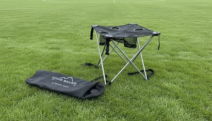 Eddie Bauer Folding Camping Beach Tailgate Travel Small Side Table 4 Cup Holder!  19x19x19in