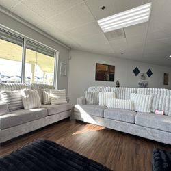 Modern Light Gray Sofa & Loveseat 