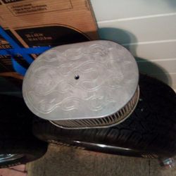 Oval 4 Barrel Air Cleaner With Flames