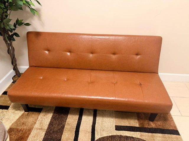 Faux Leather Tufted Futon