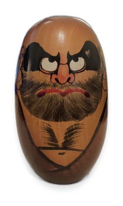Vintage Japanese Daruma Doll, Painted Face, Wooden