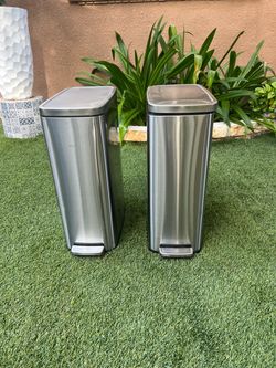 Stainless Steel Step Trash Cans – Set of 2, 27 inches tall 16 inches long 10 inches wide