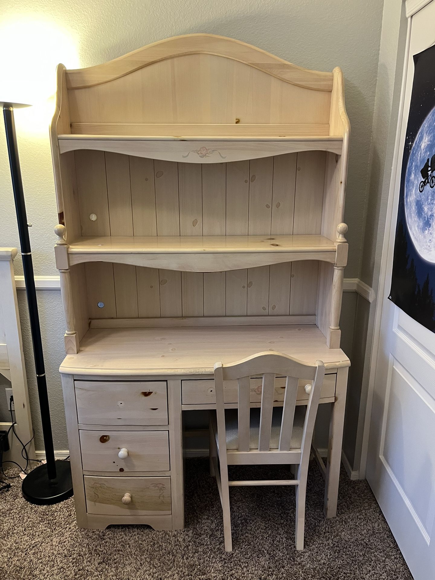 Bedroom Furniture Set Bed, Dresser, Desk, Shelves and Chair for Sale in ...