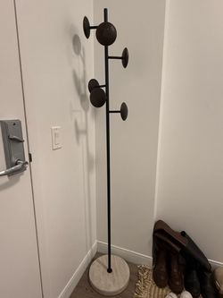 CB2 Boulevard Coat Rack – Black Iron & White Marble