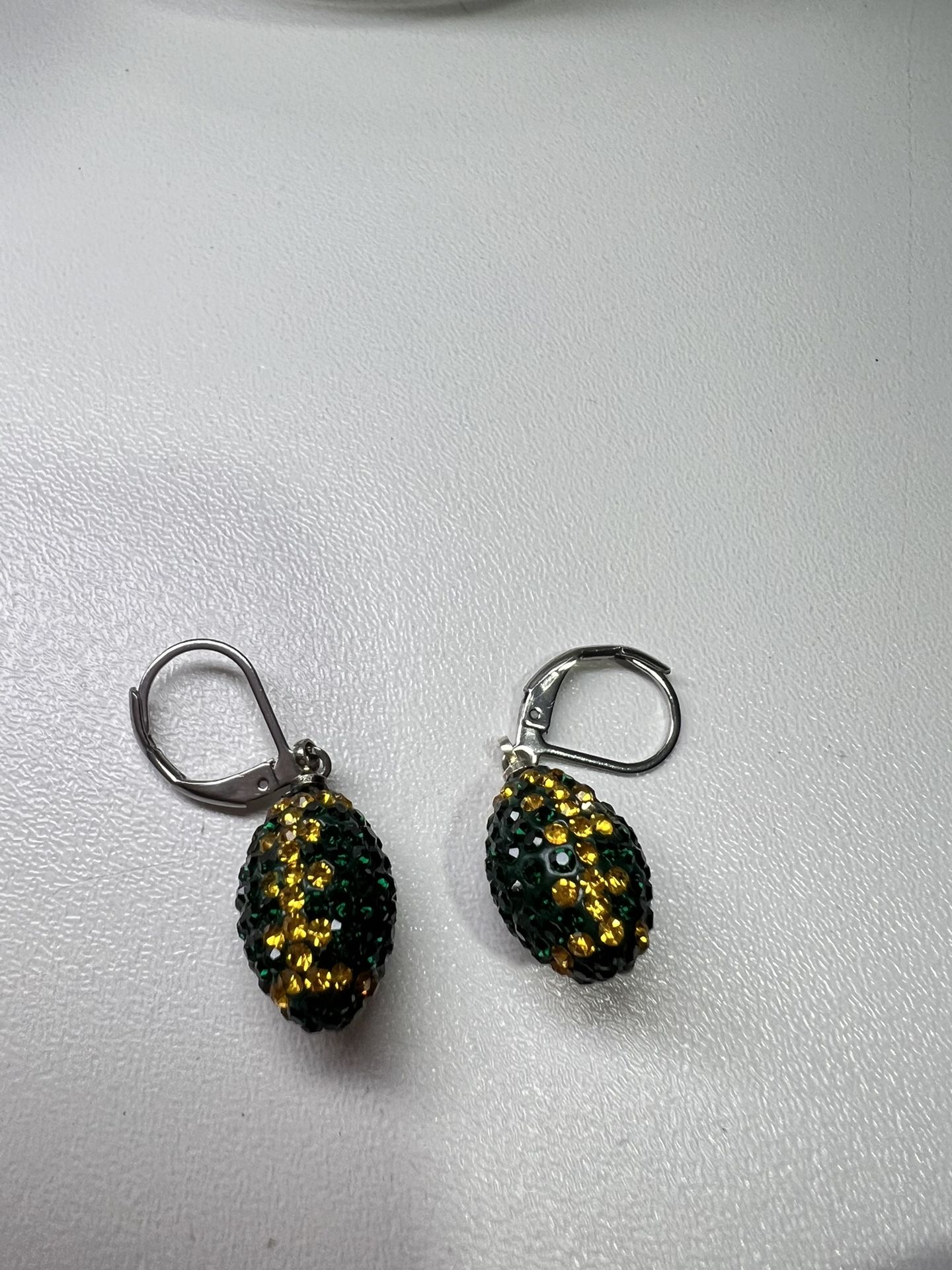 Green Crystal Football Earrings !