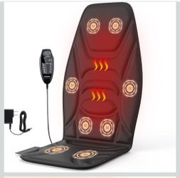 Vibration Massage Seat Cushion with Heat, Back Massager for Chair with 8 Vibration Motors, Heated Massage Cushion for Office Chair, Recliner & Sofa, F