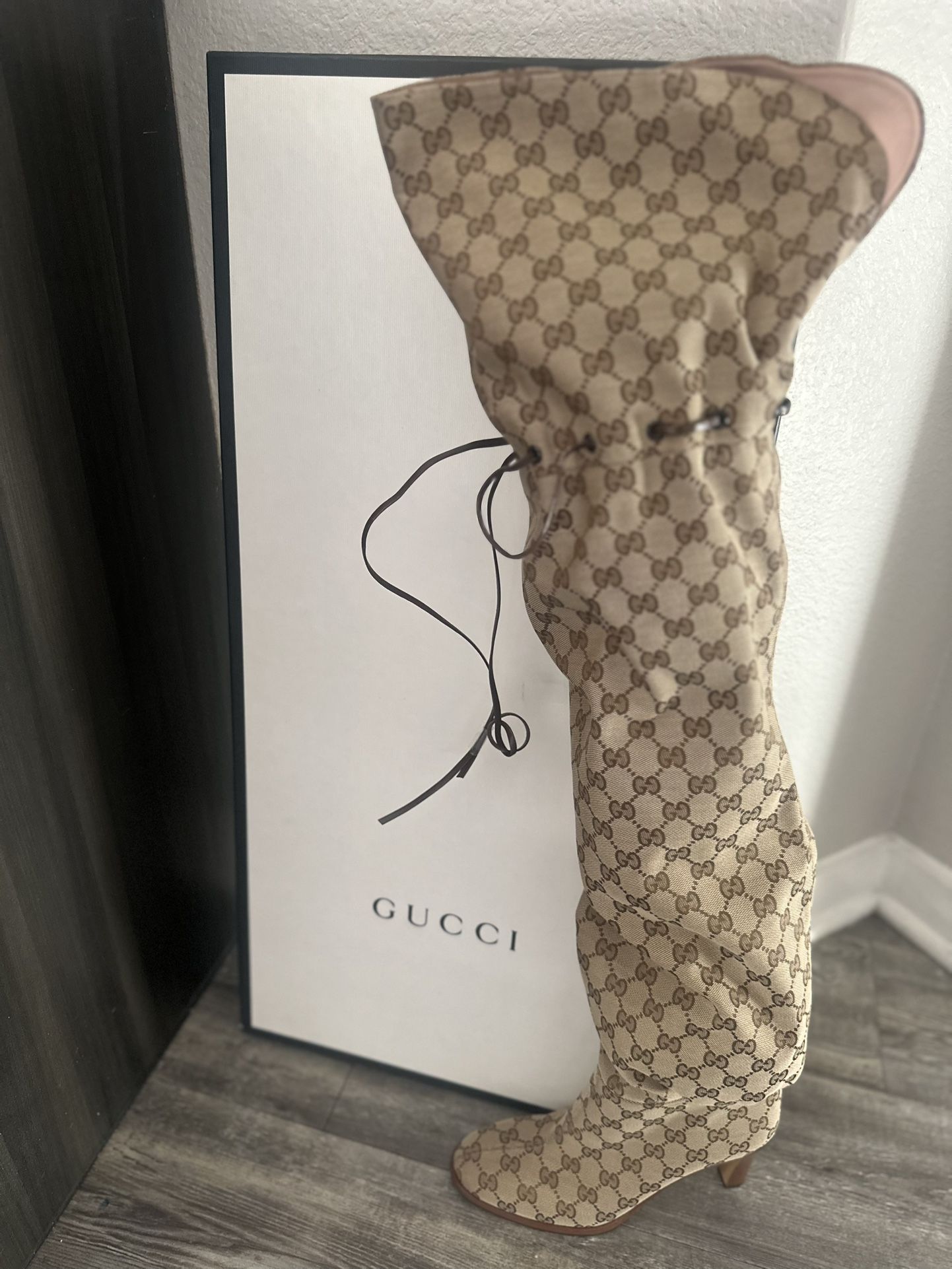 GUCCI OVER THE KNEE MONOGRAM BOOTS (NeverWorn!!!)