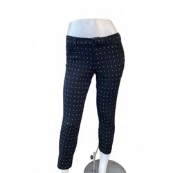 Old Navy Pixie Mid-Rise Black with white dots pants Size 8