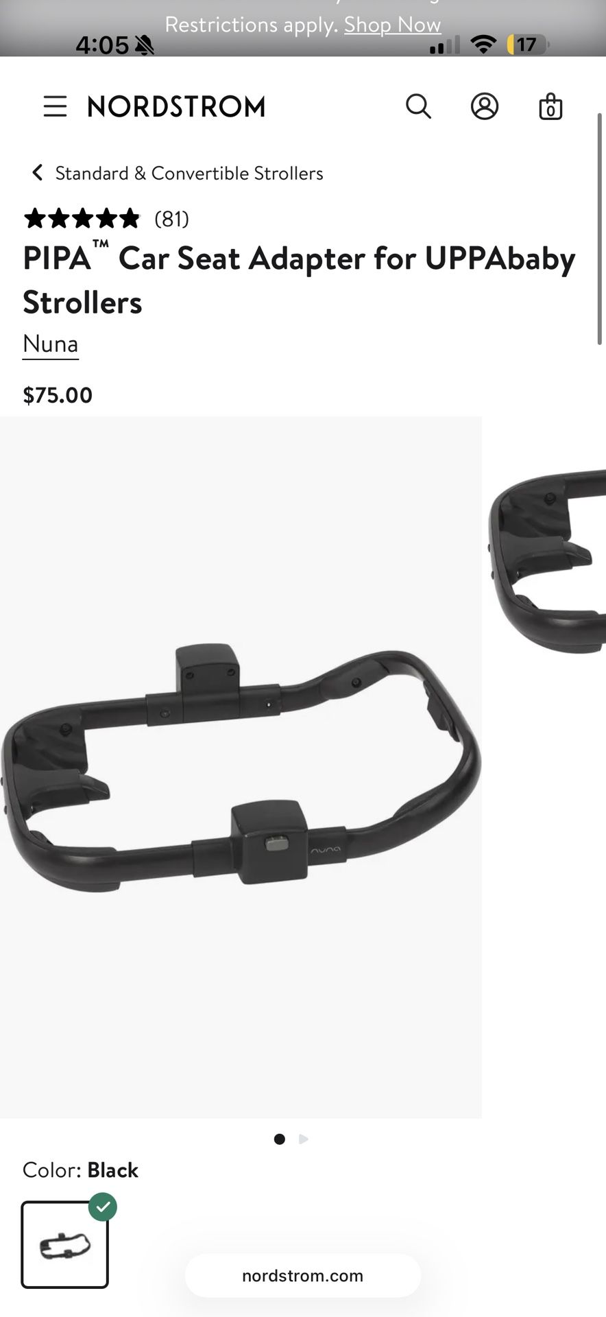 Nuna Pipa Car Seat Adapter For Uppababy