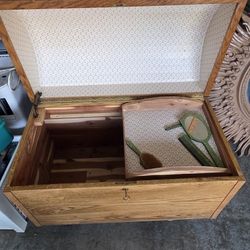 Antique 1992 Wooden Chest With KEY 
